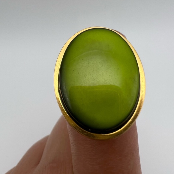 Elegant Statement Rings - Green Gold Oval Rings - Dark Blue Classic Rings - Picture 13 of 15